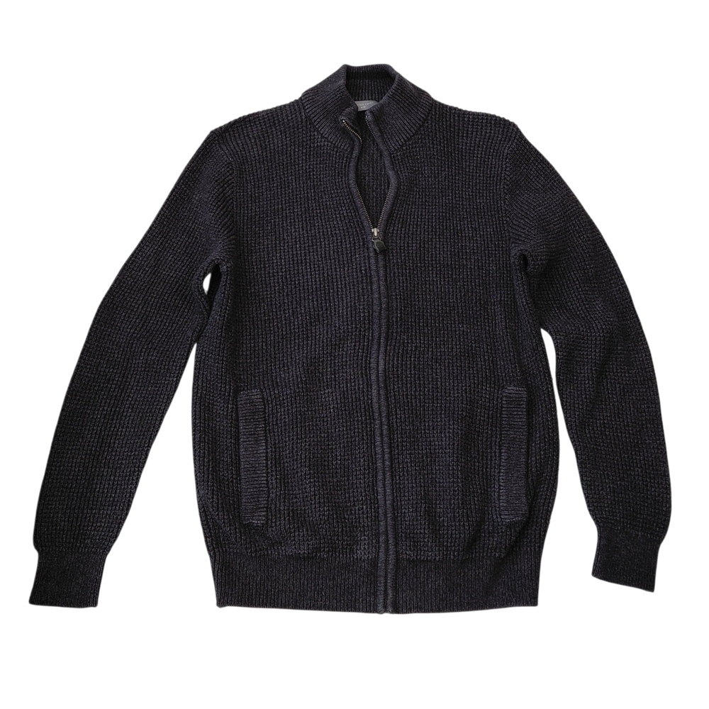Denver Hayes Men's Zip-Front Knit Sweater - Charcoal